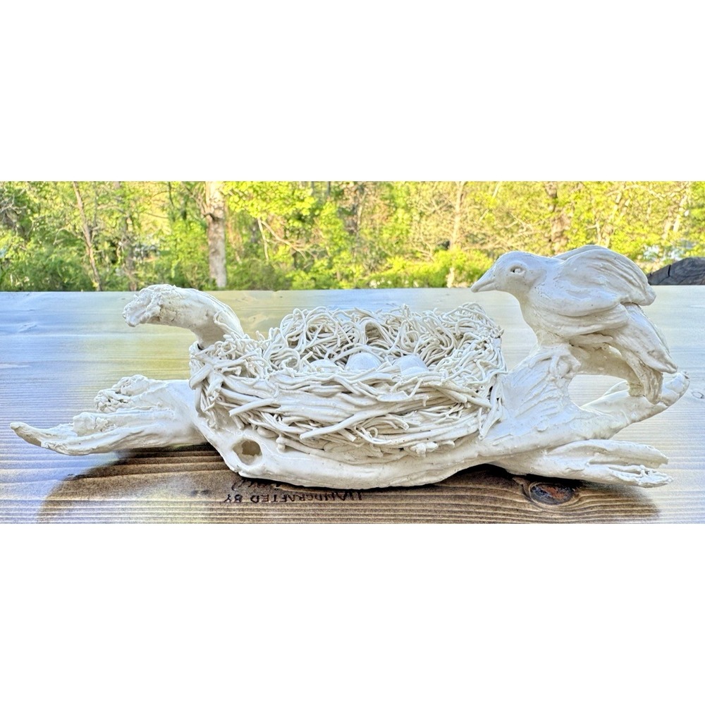 Handmade Bird Nest Sculpture Eggs Rustic Coastal Folk Art Alexander Walker